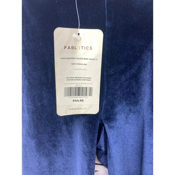 Fabletics High Waisted‎ Blue Velour Bike Shorts 9" XXS 0-2 - Picture 3 of 5